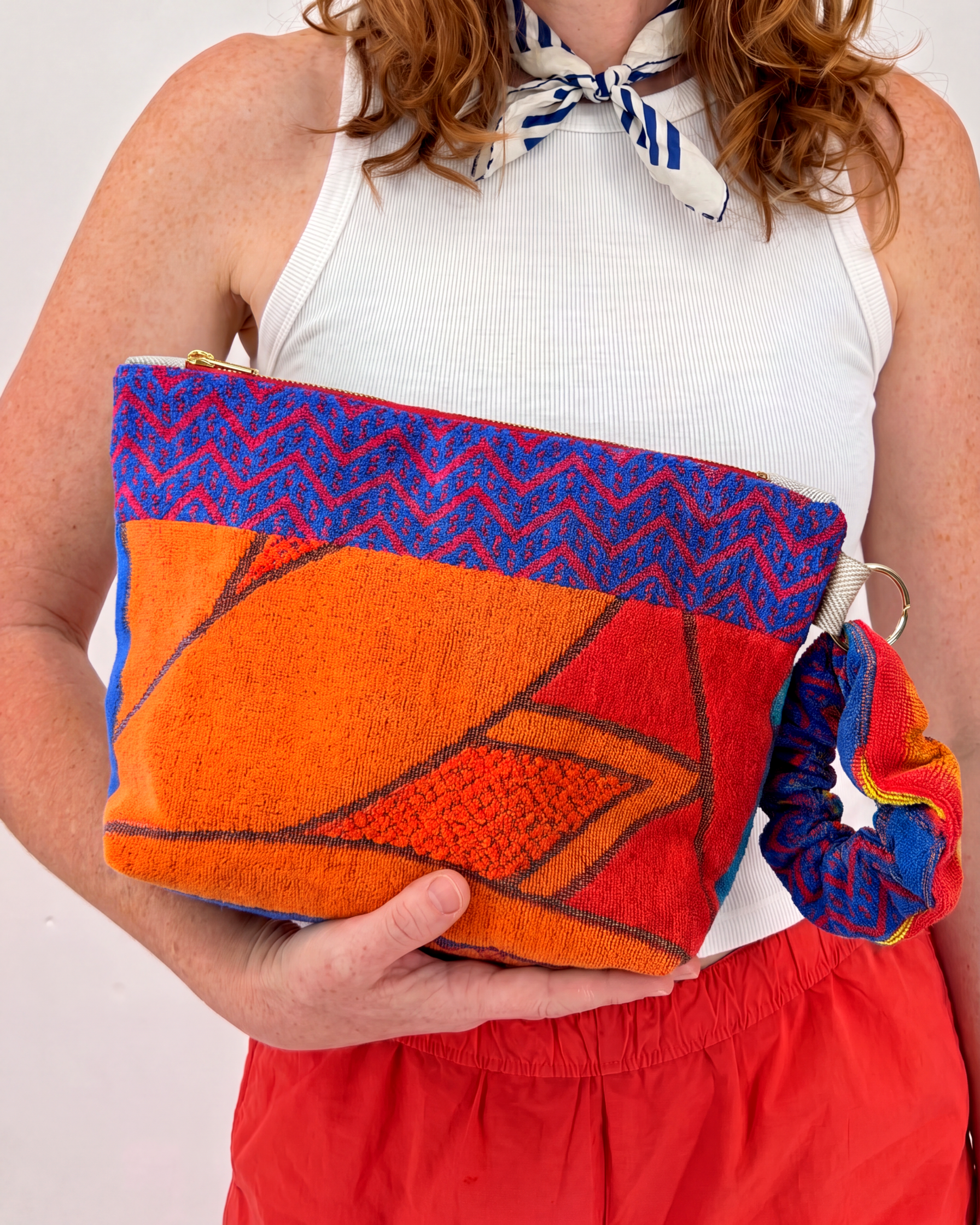 Repurposed Towel Beach Clutch “Sunny Shores” — handmade by Kspek from upcycled vintage textiles, view 2