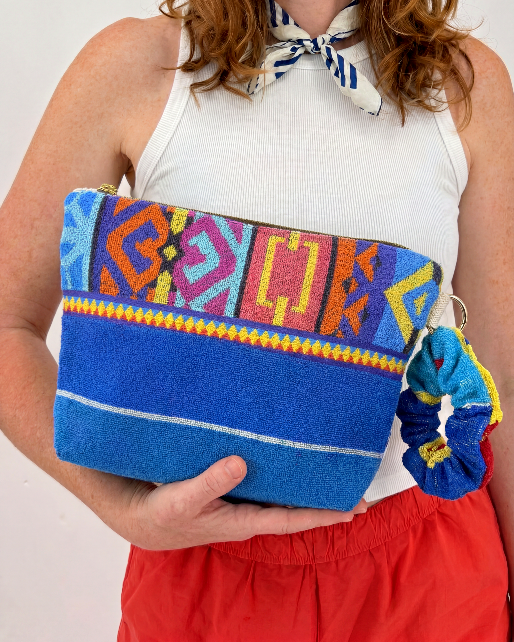 Repurposed Towel Beach Clutch “Favorite Spot” — handmade by Kspek from upcycled vintage textiles, view 2