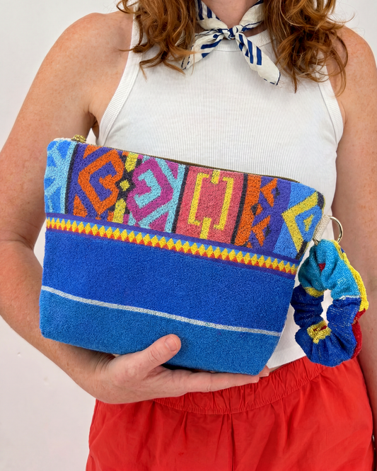 Repurposed Towel Beach Clutch “Favorite Spot” — handmade by Kspek from upcycled vintage textiles, view 2