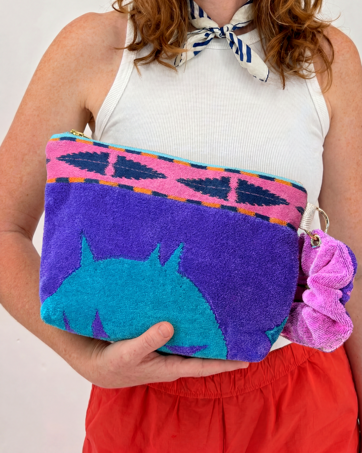 Repurposed Towel Beach Clutch “Desert Retreat” — handmade by Kspek from upcycled vintage textiles, view 2