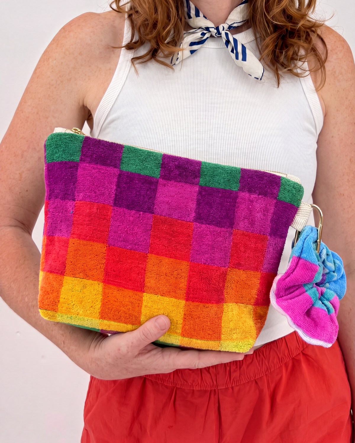 Repurposed Towel Beach Clutch “Tidal Dreams” — handmade by Kspek from upcycled vintage textiles, view 2