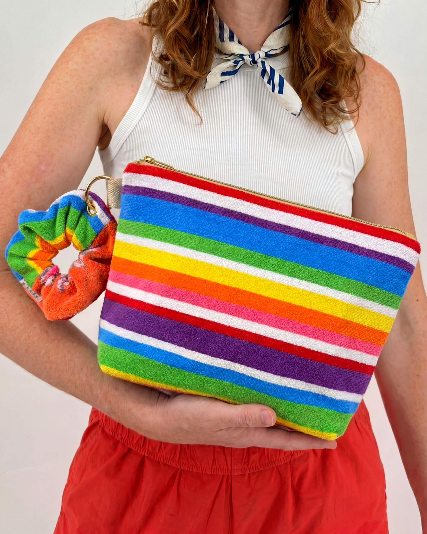 Repurposed Towel Beach Clutch “In Living Color” — handmade by Kspek from upcycled vintage textiles