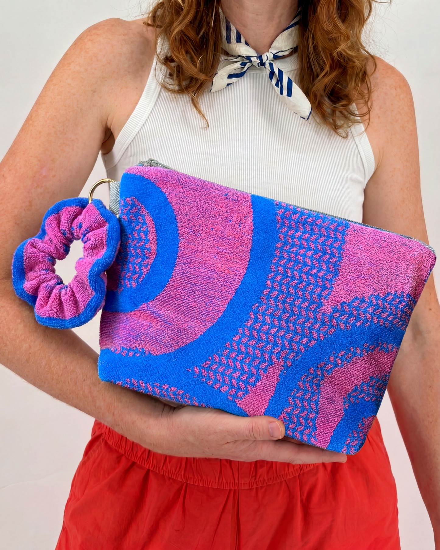 Repurposed Towel Beach Clutch “Desert Retreat” — handmade by Kspek from upcycled vintage textiles