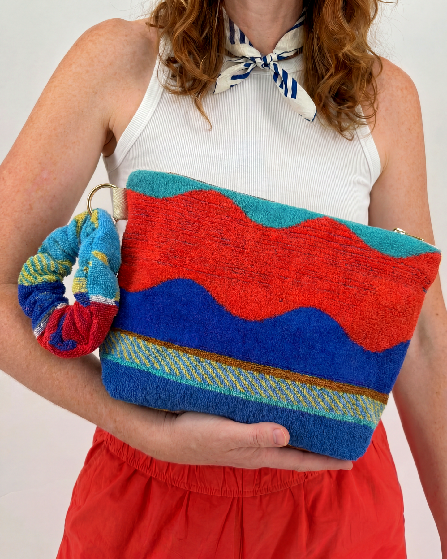 Repurposed Towel Beach Clutch “Favorite Spot” — handmade by Kspek from upcycled vintage textiles
