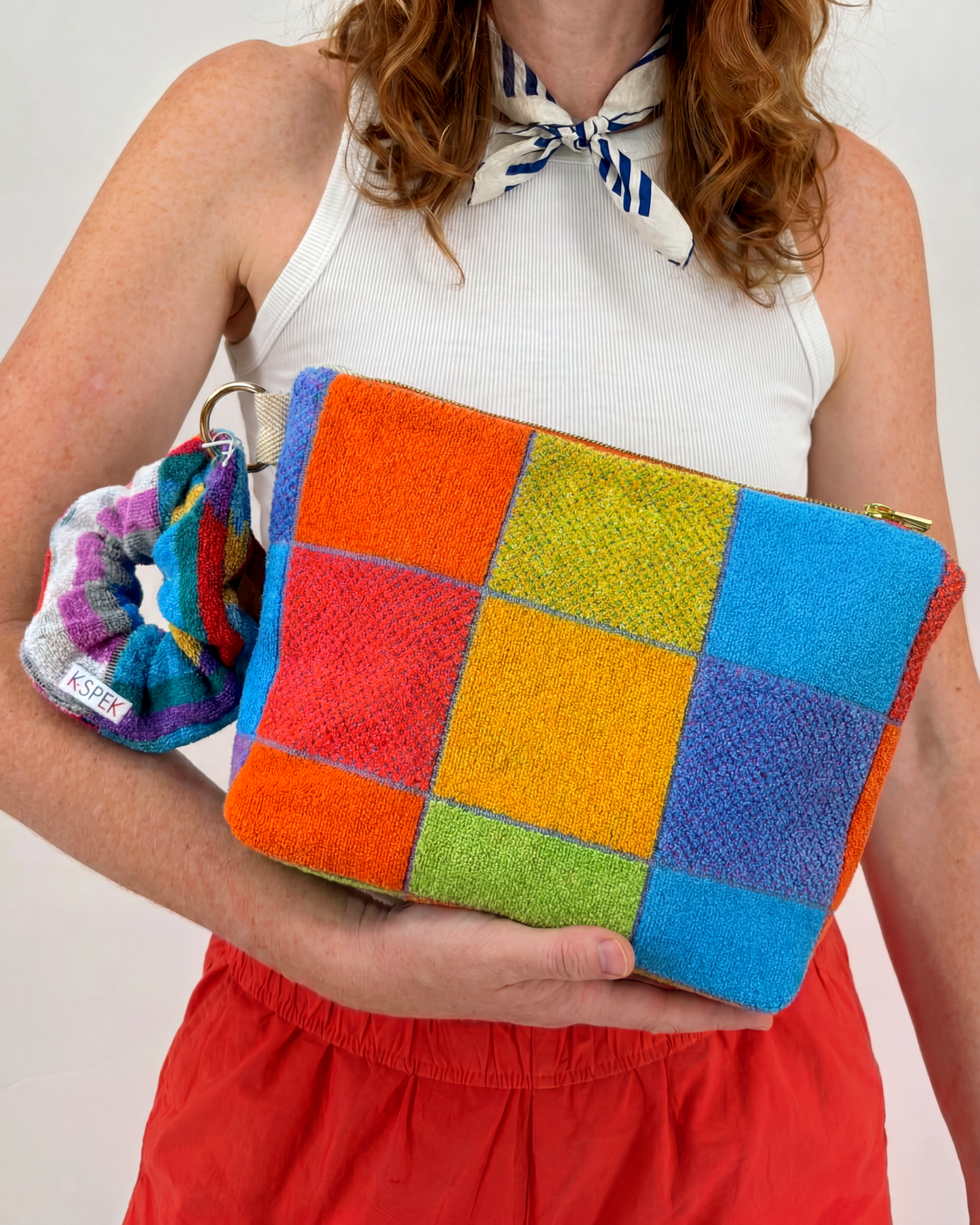 Repurposed Towel Beach Clutch “Best Day” — handmade by Kspek from upcycled vintage textiles