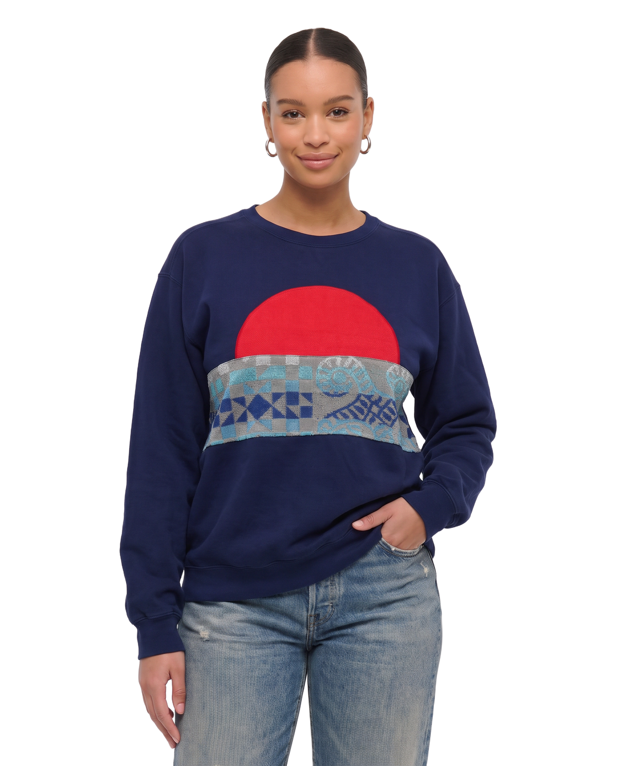 Large Navy Sunset Chaser Geometric Tidepool