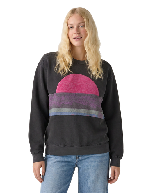 Medium Pepper Sunset Chaser "Coastal Dreamscape" — one-of-a-kind upcycled vintage beach towel sweatshirt, handmade by Kspek