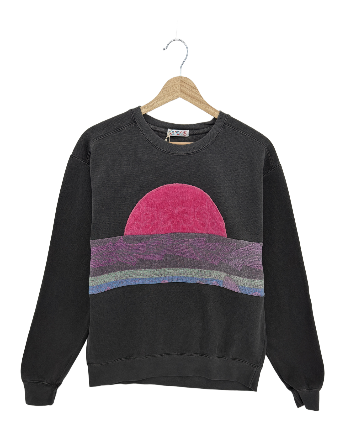 Medium Pepper Sunset Chaser "Coastal Dreamscape" — one-of-a-kind upcycled vintage beach towel sweatshirt, handmade by Kspek, view 3