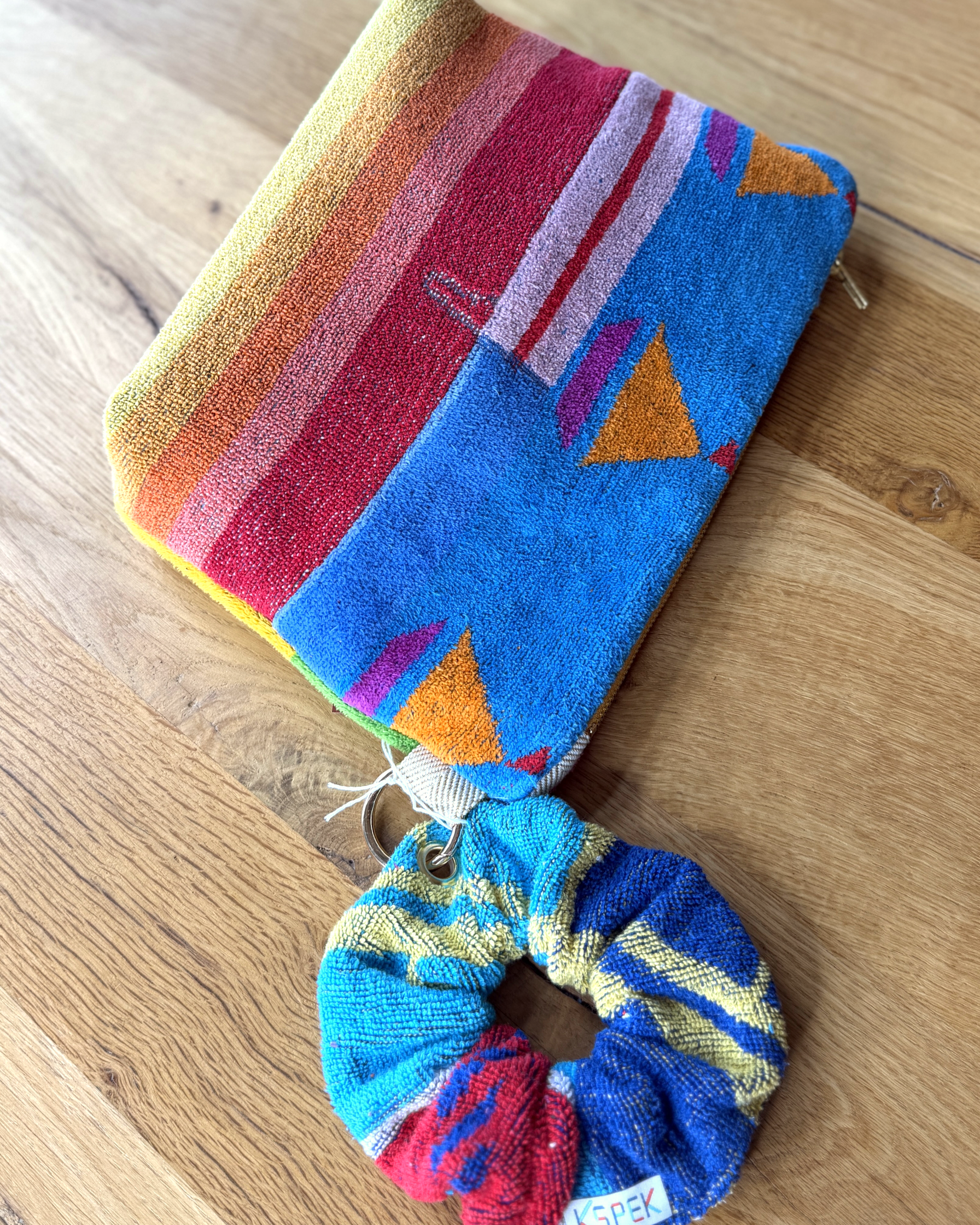Repurposed Towel Beach Clutch “Dream Vacay” — handmade by Kspek from upcycled vintage textiles, view 5