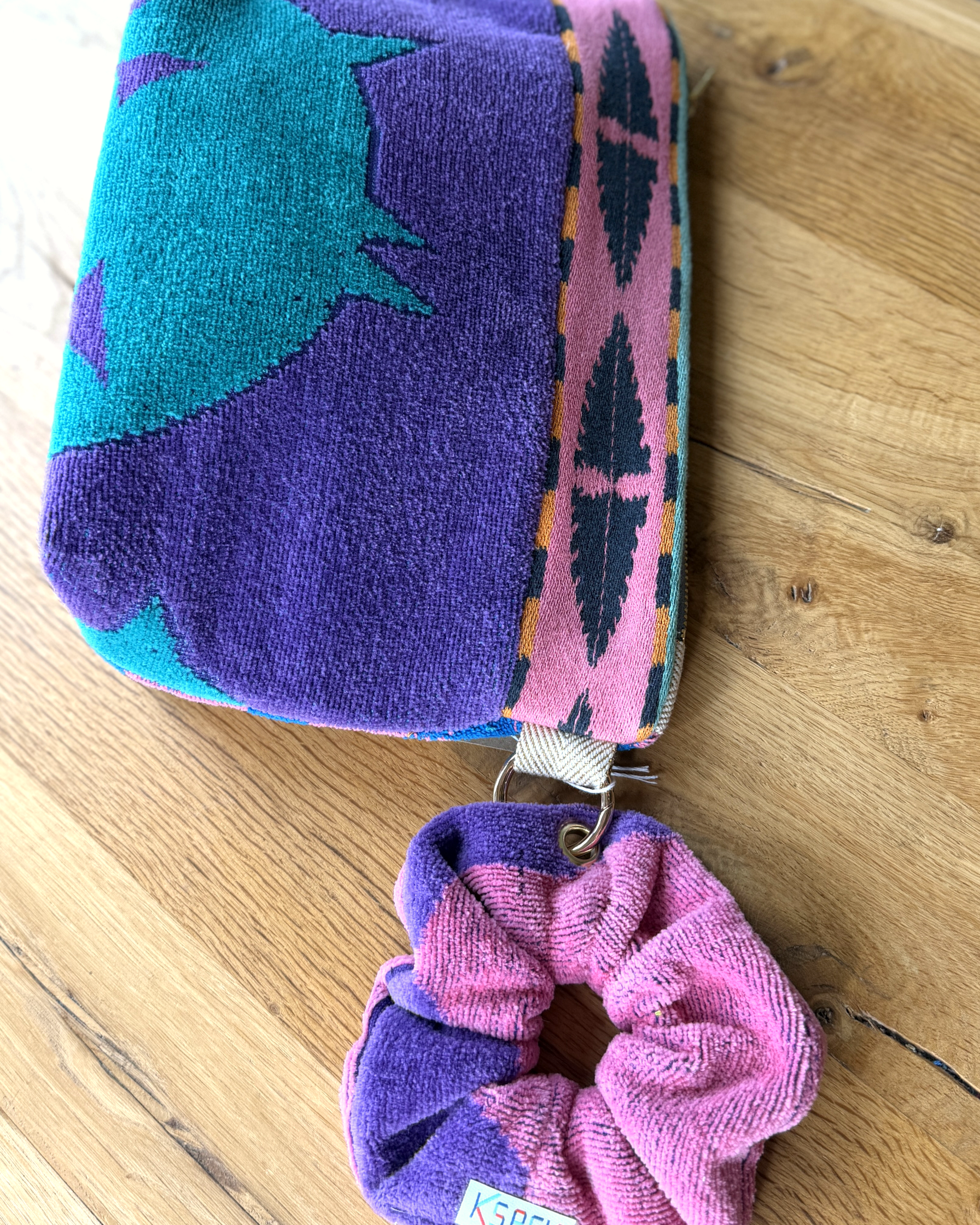 Repurposed Towel Beach Clutch “Desert Retreat” — handmade by Kspek from upcycled vintage textiles, view 6