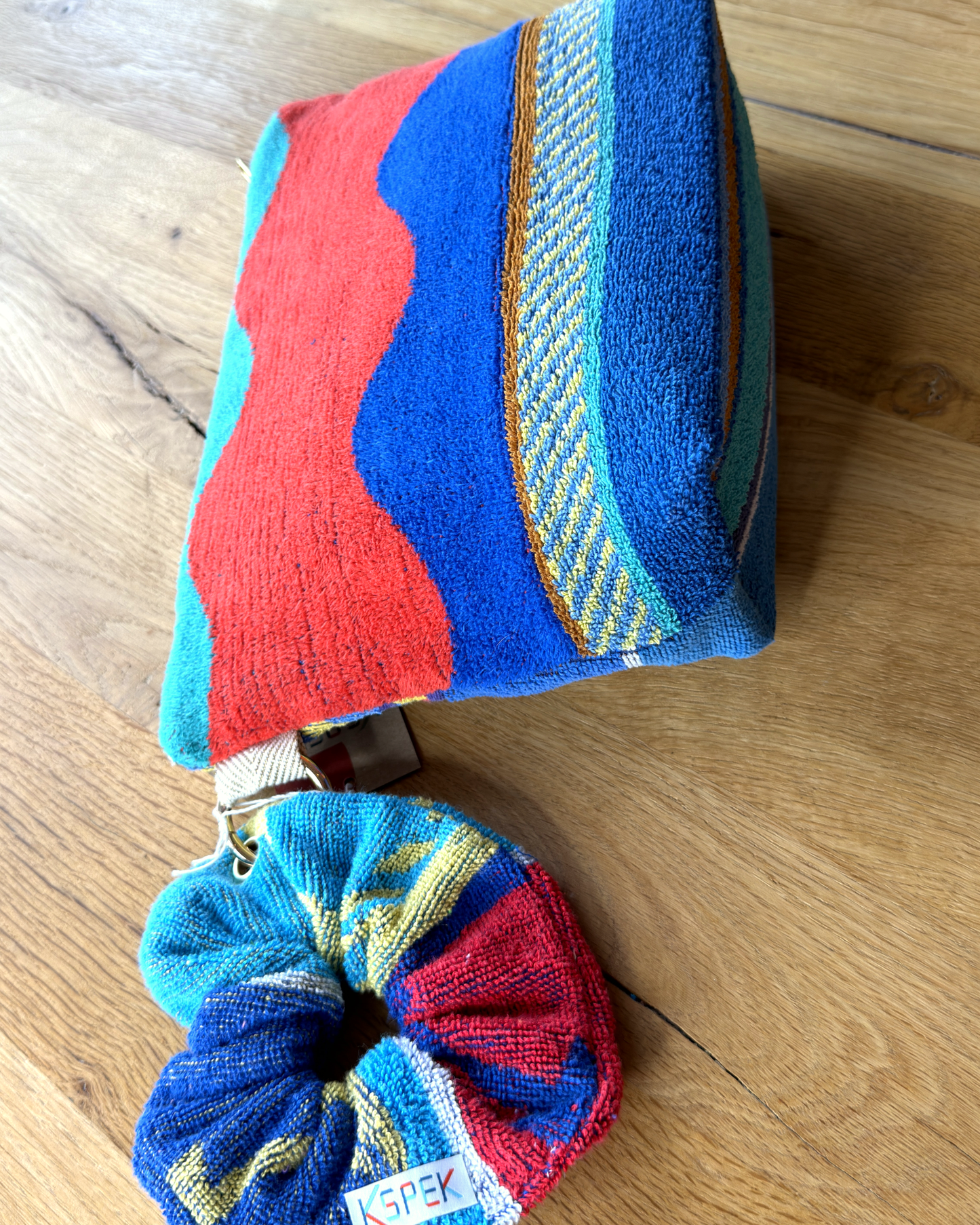 Repurposed Towel Beach Clutch “Favorite Spot” — handmade by Kspek from upcycled vintage textiles, view 5