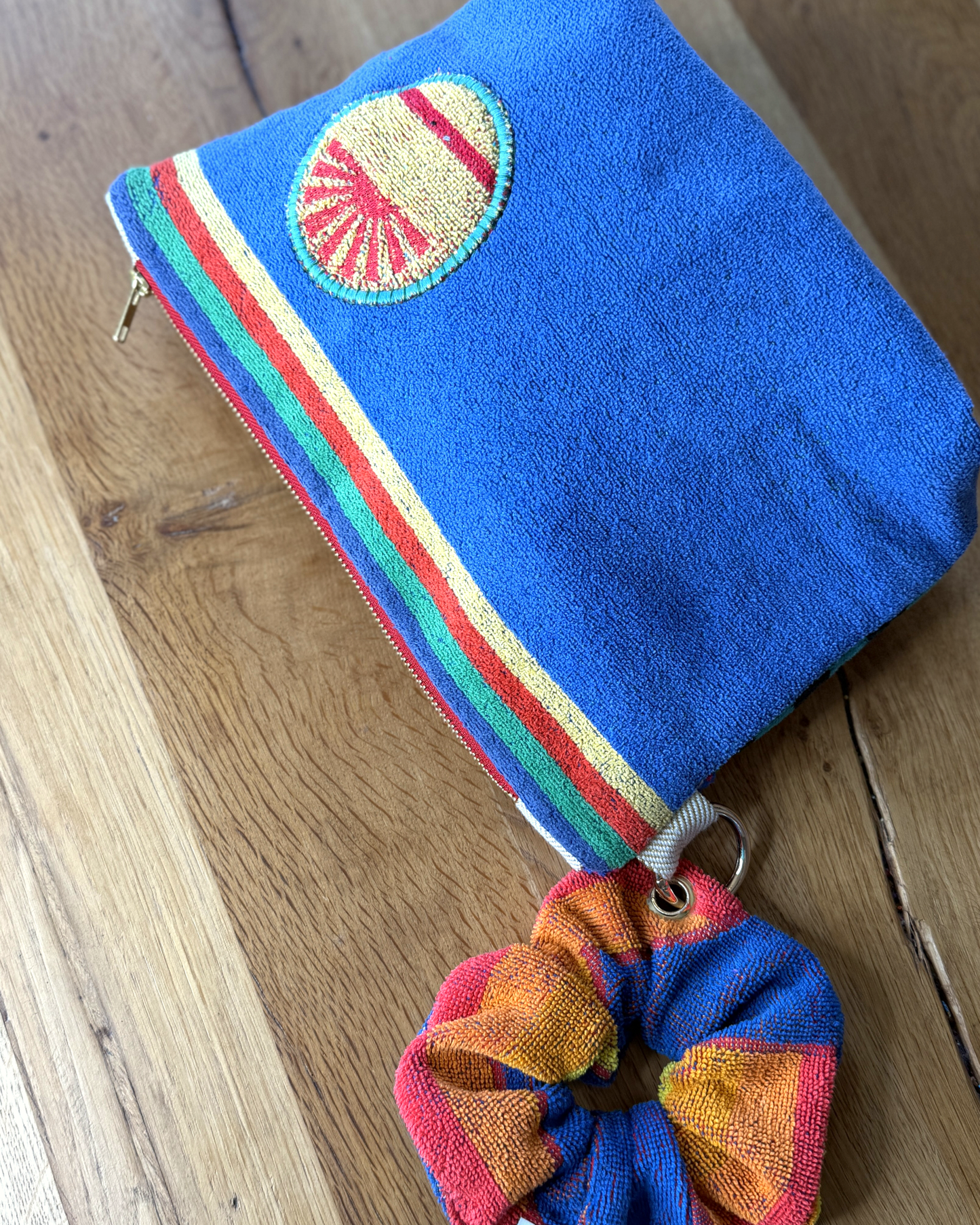 Repurposed Towel Beach Clutch “Sunny Shores” — handmade by Kspek from upcycled vintage textiles, view 5
