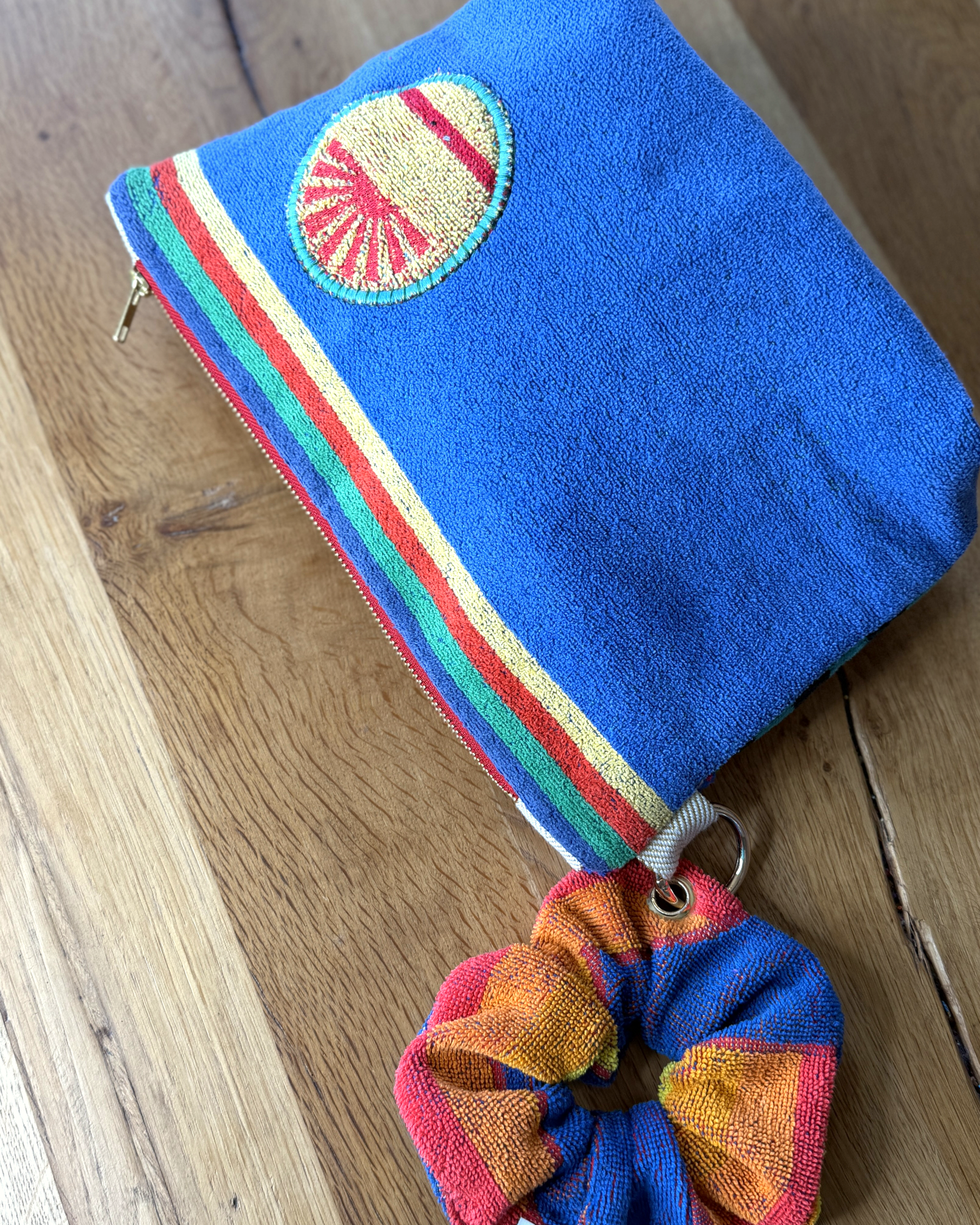 Repurposed Towel Beach Clutch “Sunny Shores” — handmade by Kspek from upcycled vintage textiles, view 5