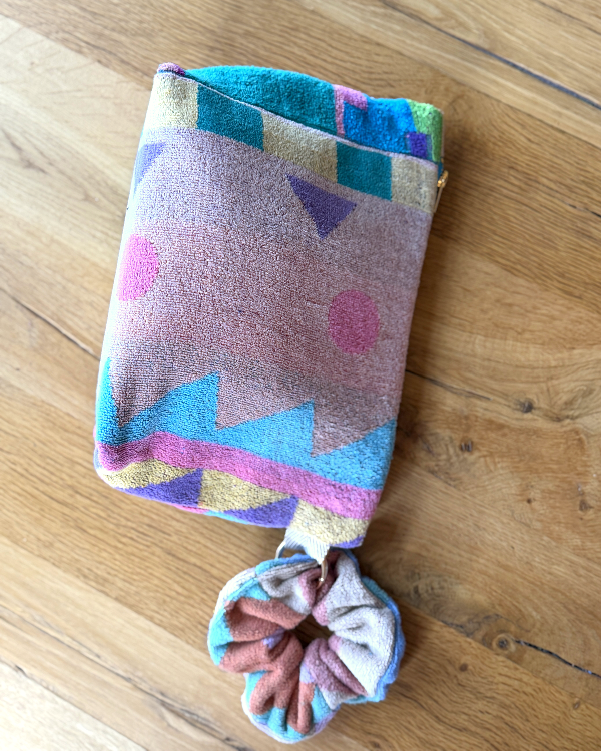 Repurposed Towel Beach Clutch “Coastal Dusk” — handmade by Kspek from upcycled vintage textiles, view 6