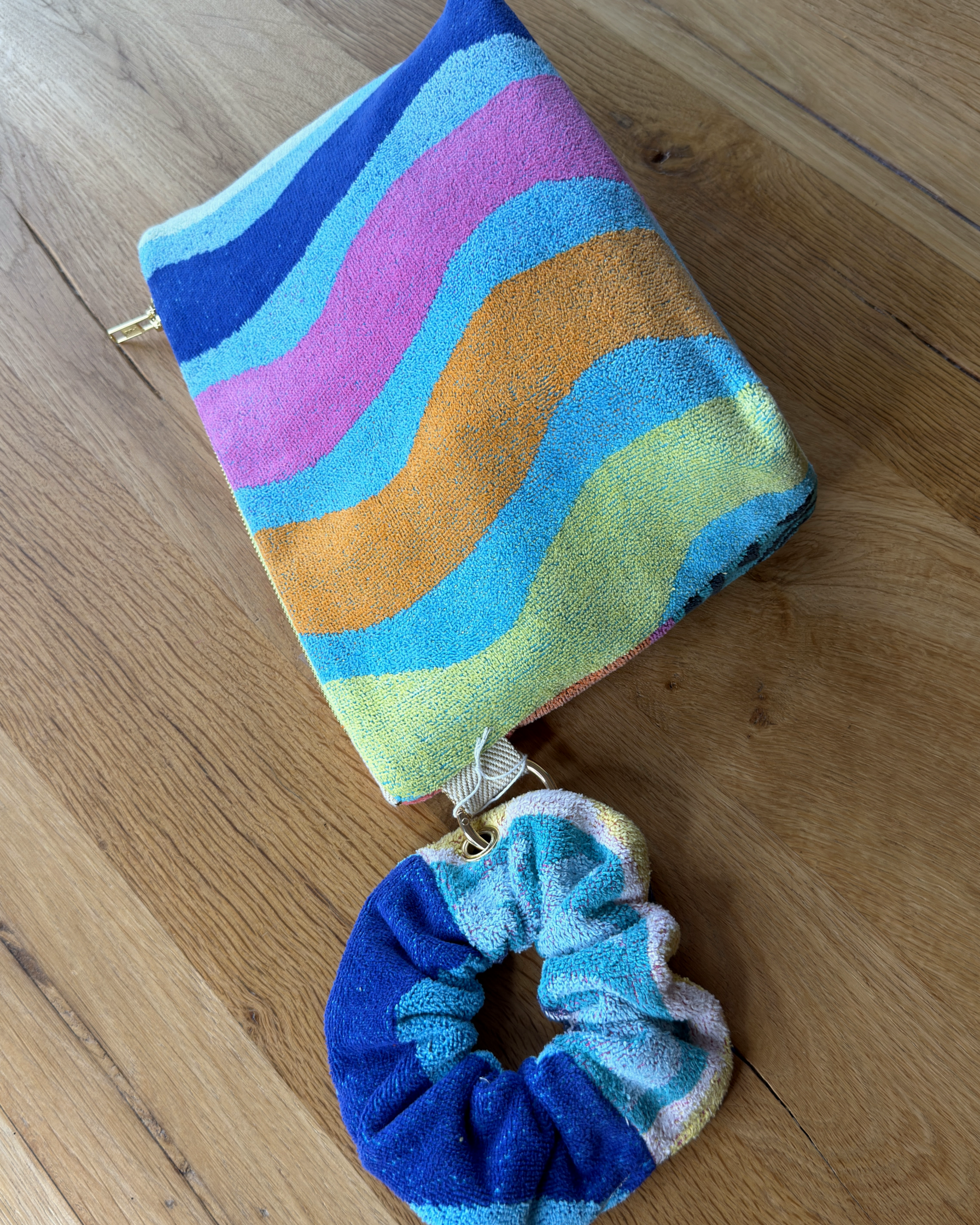 Repurposed Towel Beach Clutch “Island Life” — handmade by Kspek from upcycled vintage textiles, view 5