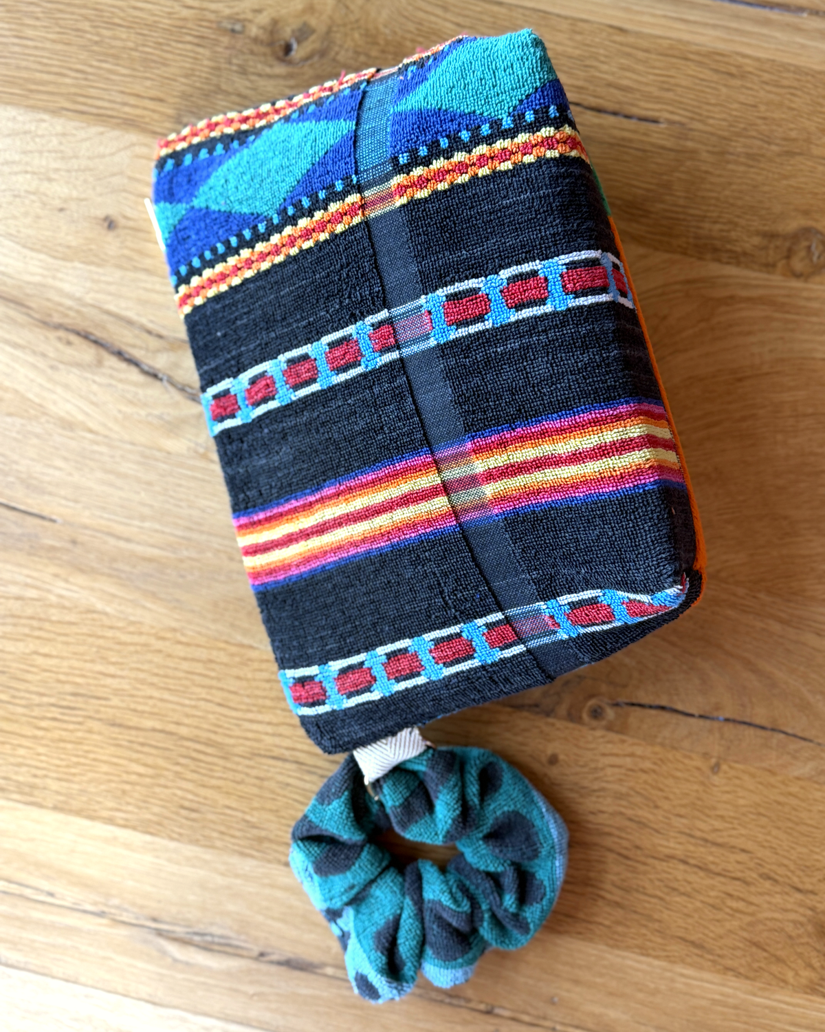 Repurposed Towel Beach Clutch “Desert Waves” — handmade by Kspek from upcycled vintage textiles, view 5