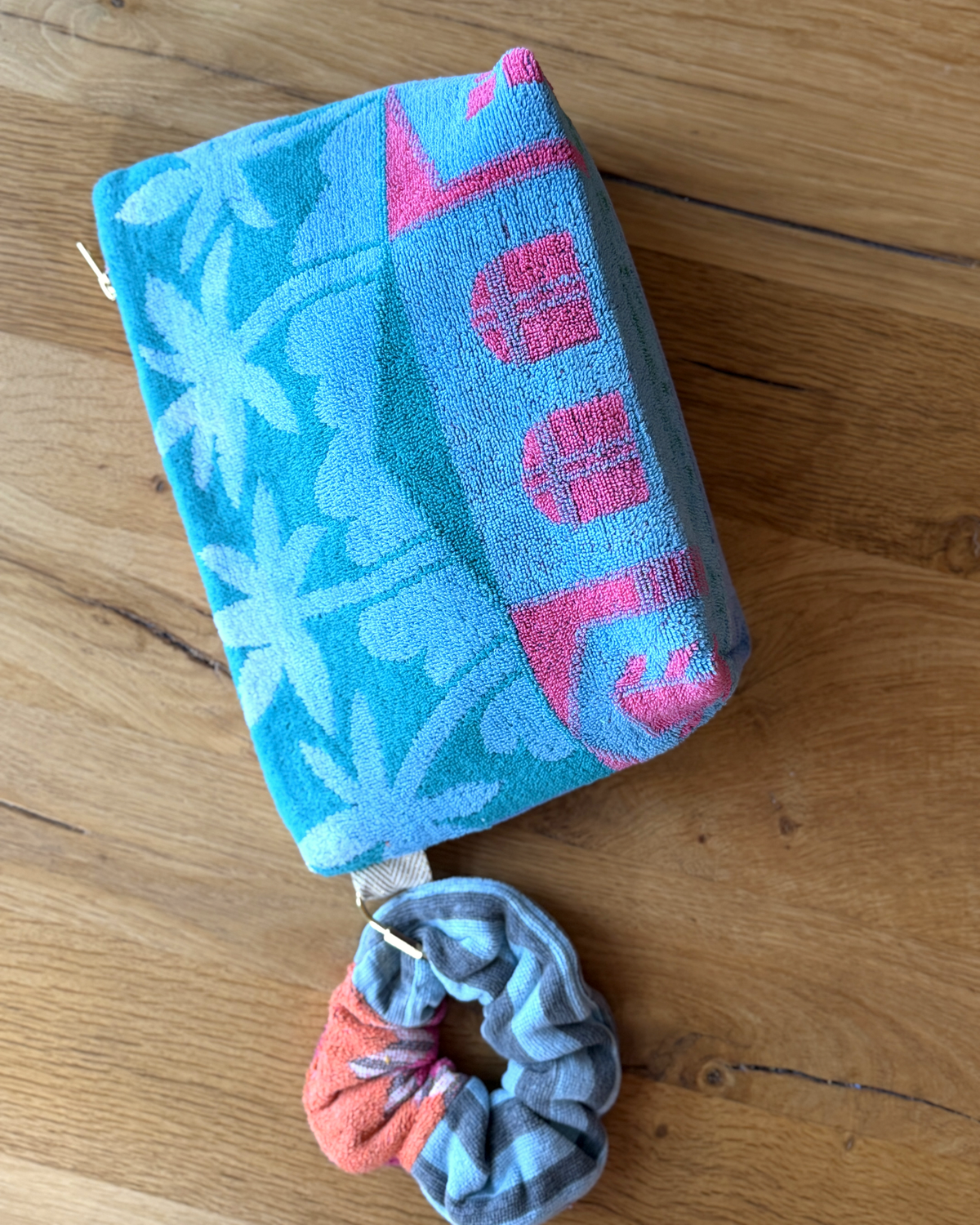 Repurposed Towel Beach Clutch “Coastal Dreams” — handmade by Kspek from upcycled vintage textiles, view 5