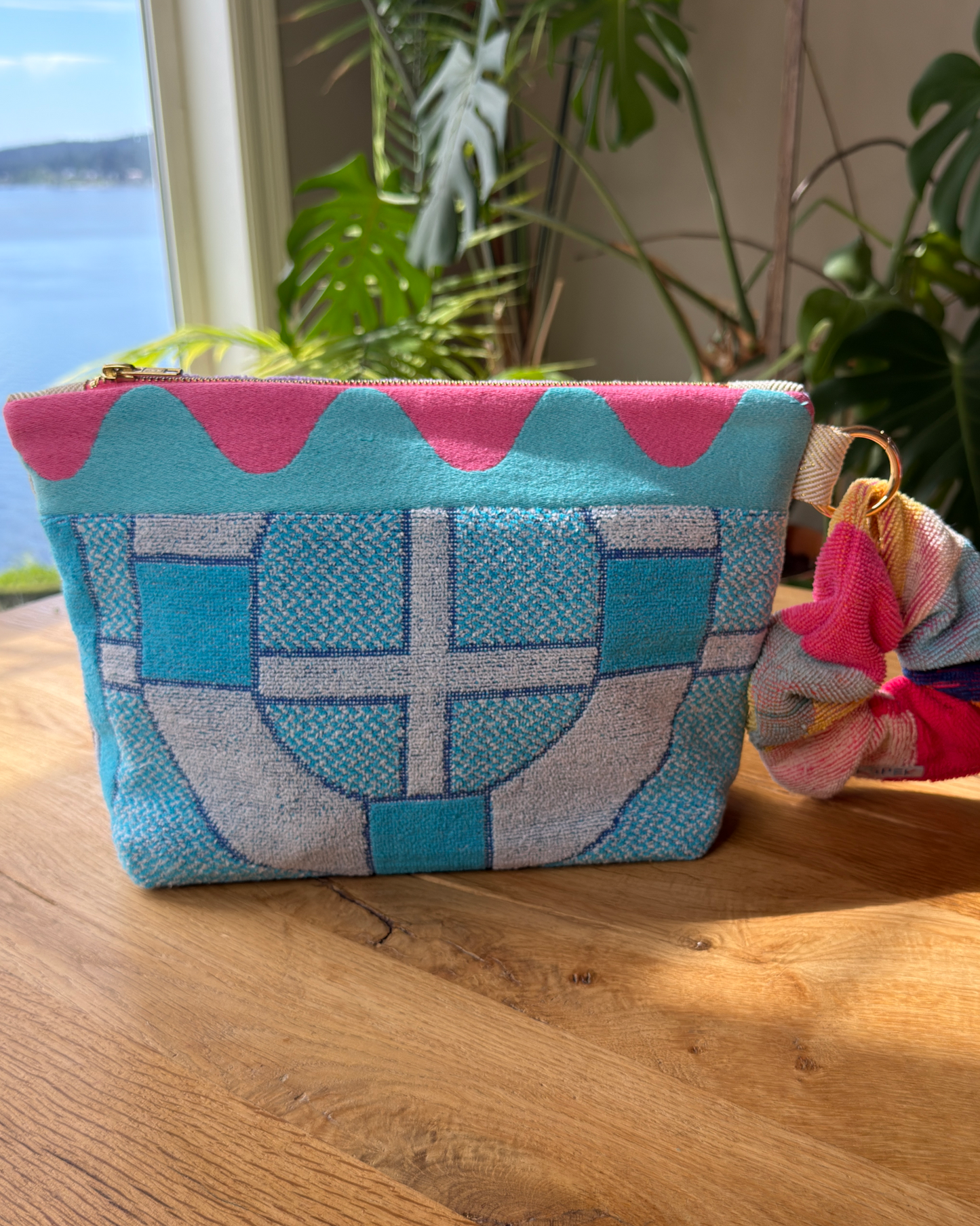 Repurposed Towel Beach Clutch “Coastal Charm” — handmade by Kspek from upcycled vintage textiles