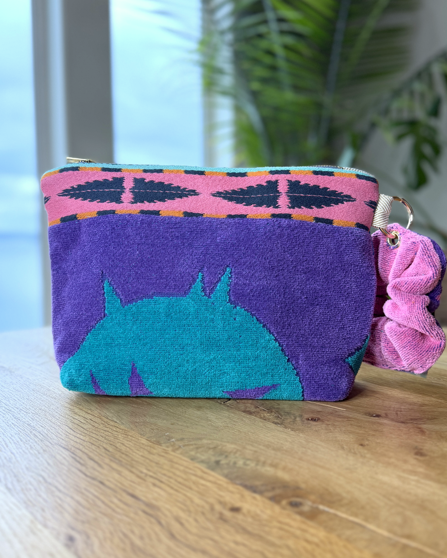 Repurposed Towel Beach Clutch “Desert Retreat” — handmade by Kspek from upcycled vintage textiles, view 4