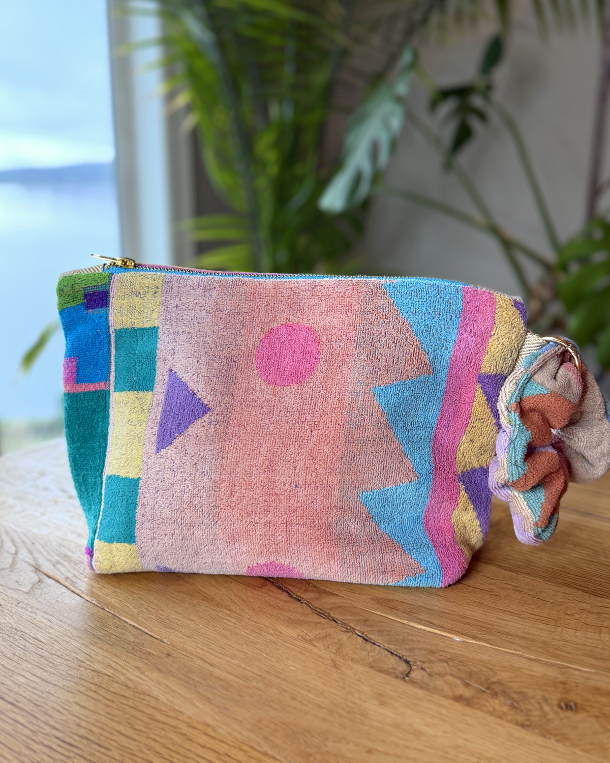 Repurposed Towel Beach Clutch “Coastal Dusk” — handmade by Kspek from upcycled vintage textiles, view 4