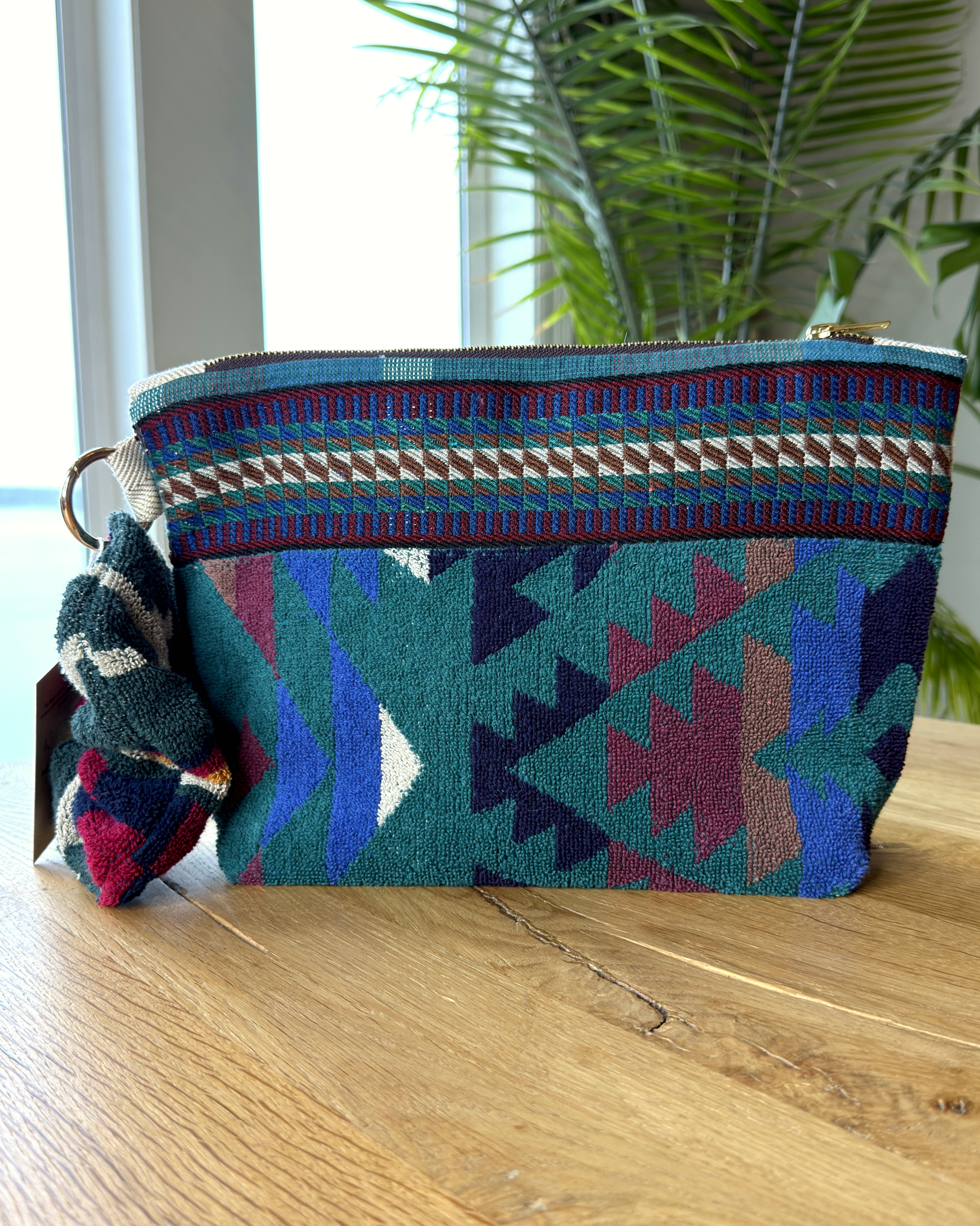 Repurposed Towel Beach Clutch “Southwest Escape” — handmade by Kspek from upcycled vintage textiles, view 3