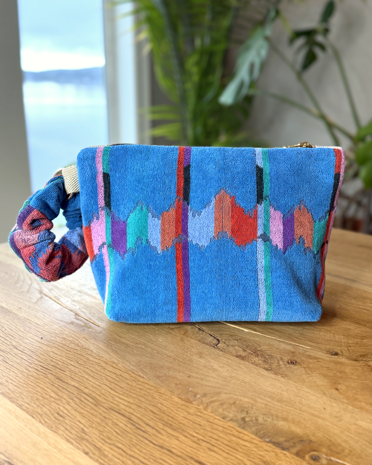 Repurposed Towel Beach Clutch “Tidal Vibes” — handmade by Kspek from upcycled vintage textiles, view 3