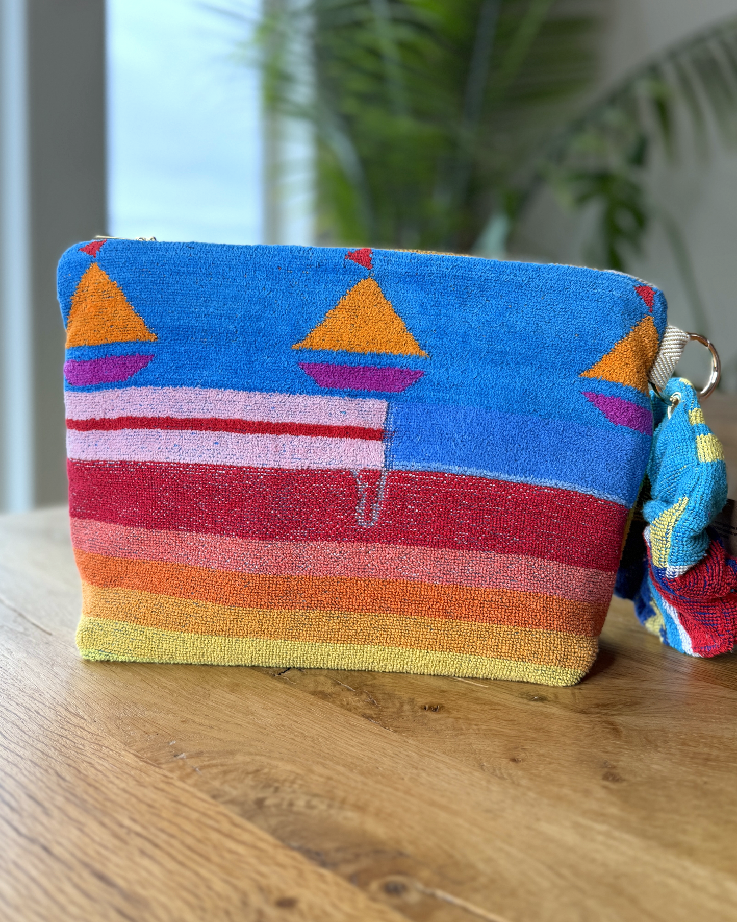 Repurposed Towel Beach Clutch “Dream Vacay” — handmade by Kspek from upcycled vintage textiles, view 3