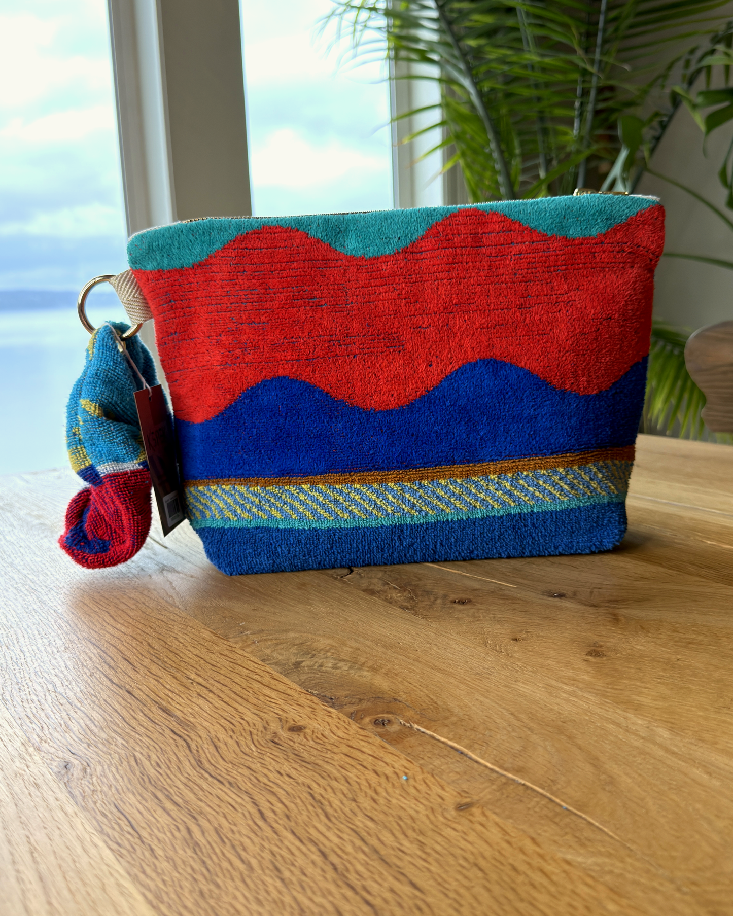 Repurposed Towel Beach Clutch “Favorite Spot” — handmade by Kspek from upcycled vintage textiles, view 3