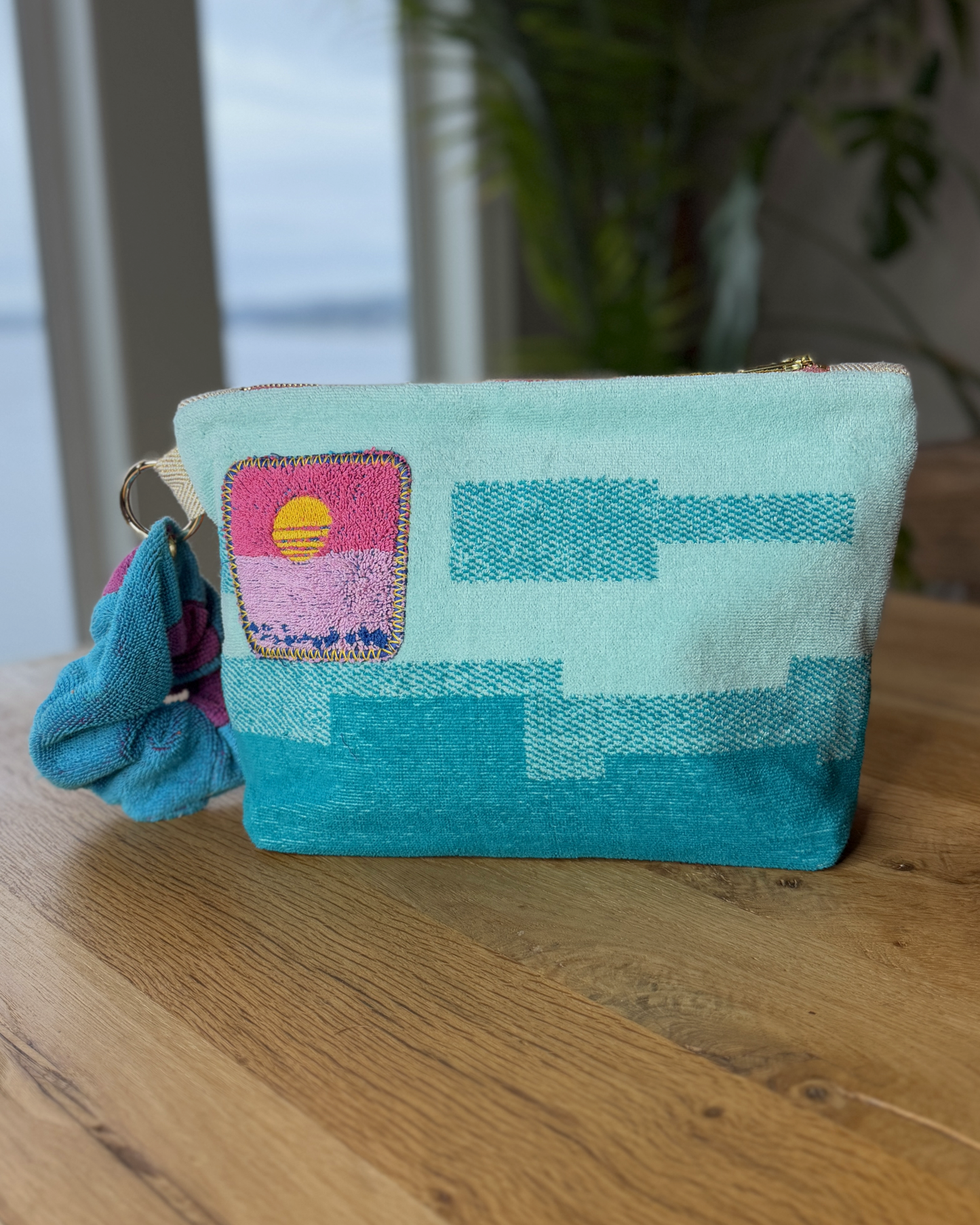 Repurposed Towel Beach Clutch “Painted Desert” — handmade by Kspek from upcycled vintage textiles, view 3