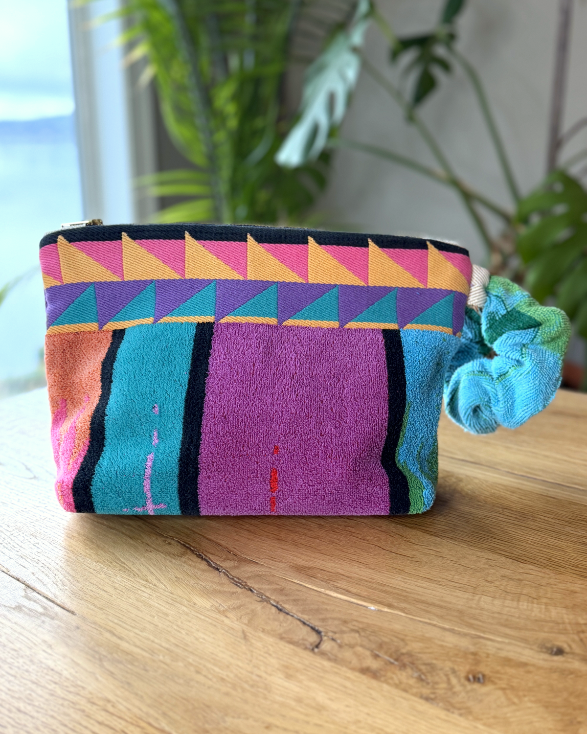 Repurposed Towel Beach Clutch “Desert Wave” — handmade by Kspek from upcycled vintage textiles, view 4