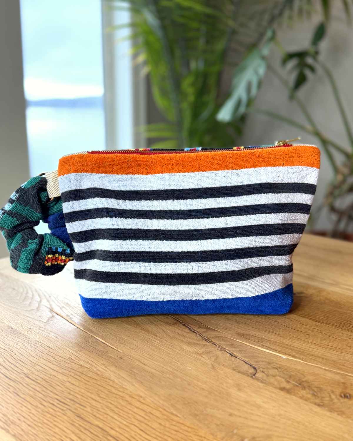 Repurposed Towel Beach Clutch “Dune Horizon” — handmade by Kspek from upcycled vintage textiles, view 3