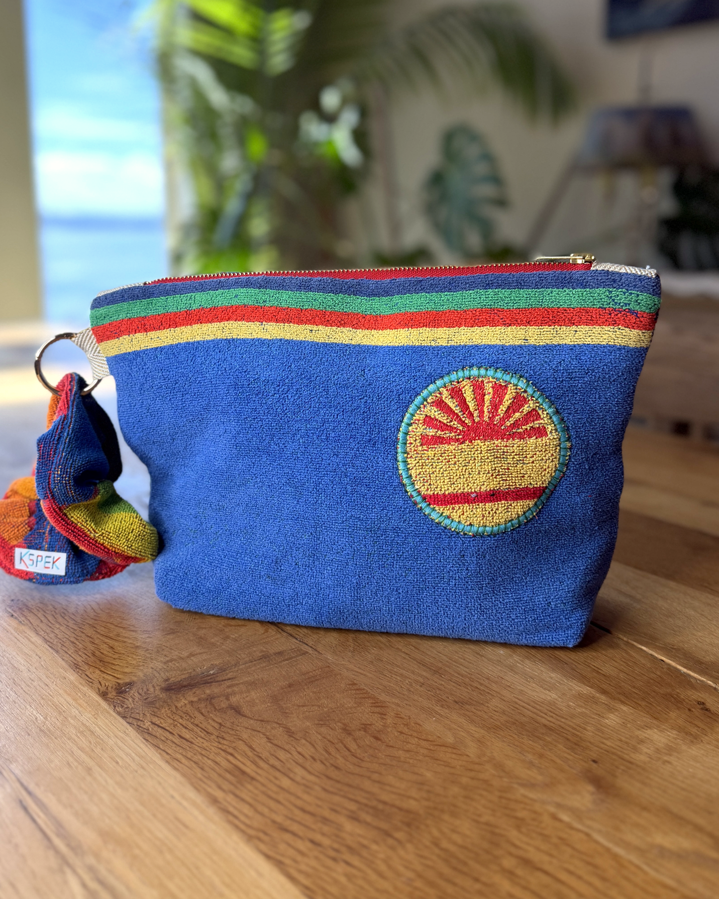 Repurposed Towel Beach Clutch “Sunny Shores” — handmade by Kspek from upcycled vintage textiles, view 3