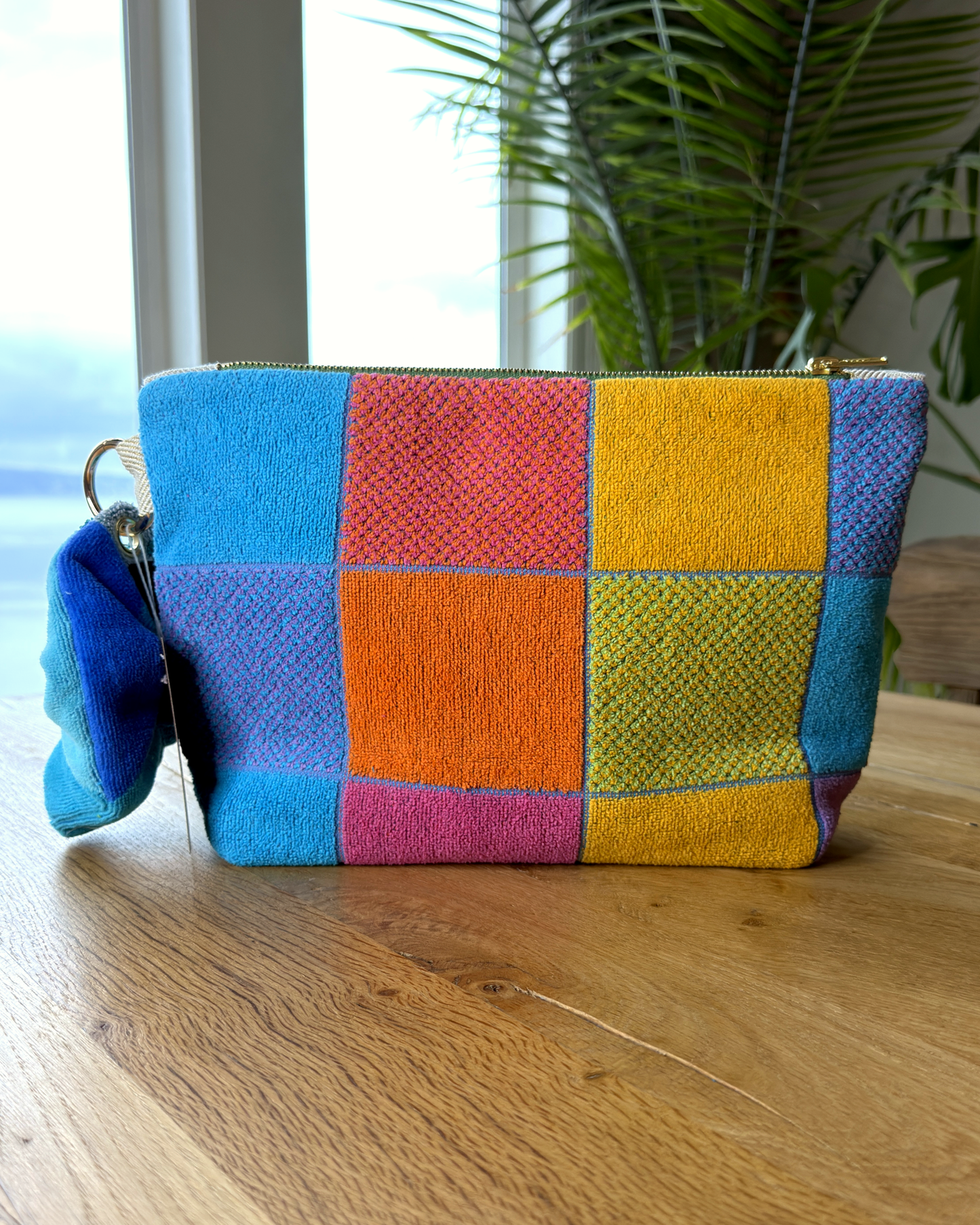 Repurposed Towel Beach Clutch “Retro Beach Vibe” — handmade by Kspek from upcycled vintage textiles, view 3